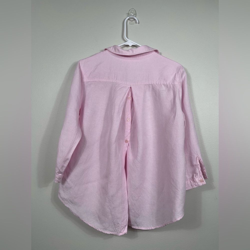 Joan Vass NY Elegant Pink Button Down Women's Shirt Linen Work Career Size M - Picture 11 of 16